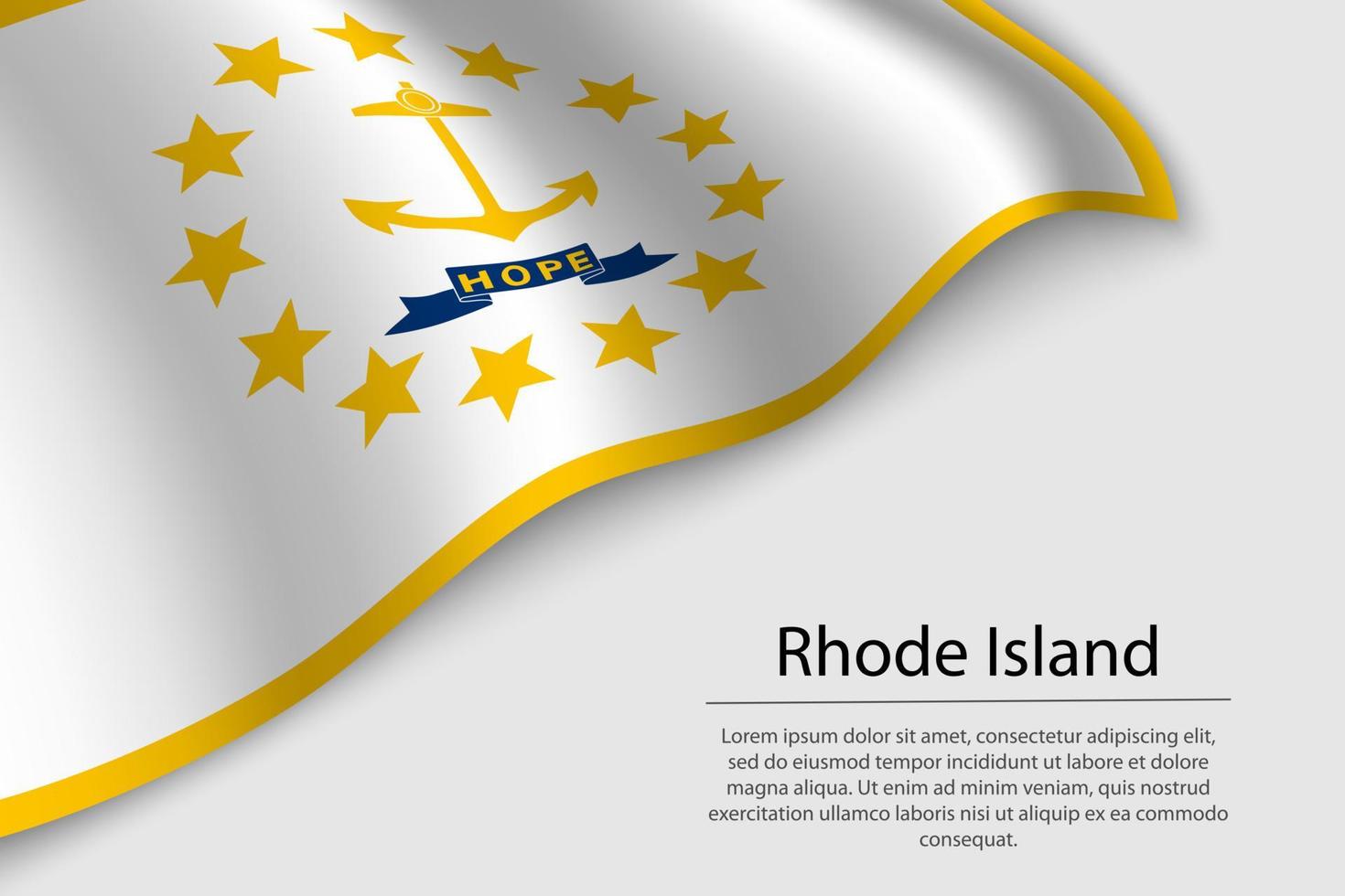 Wave flag of Rhode Island is a state of United States. vector