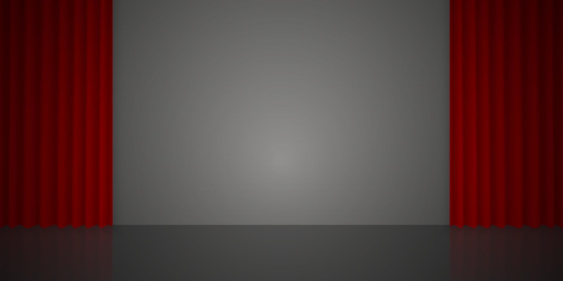 3d realistic scene with red curtain vector