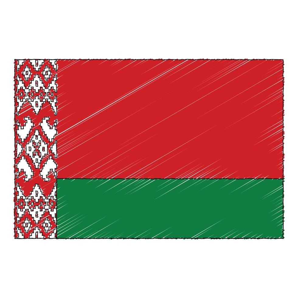 Hand drawn sketch flag of Belarus. doodle style icon vector