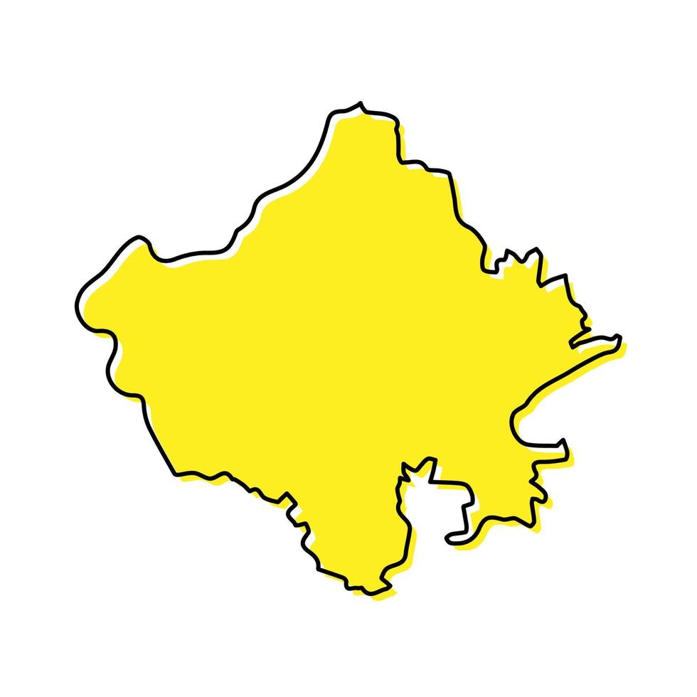 Simple outline map of Rajasthan is a state of India. vector