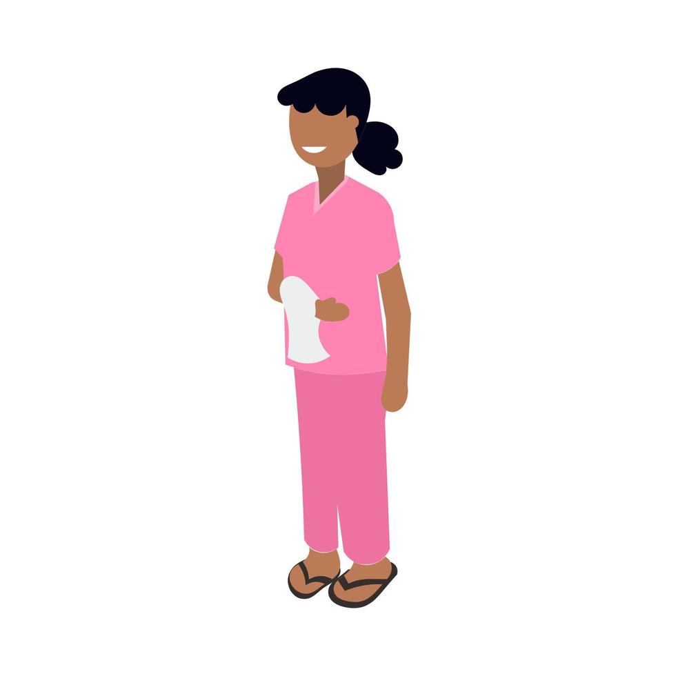 Nurse with a bandage on her arm isometric 3d icon on a white background vector