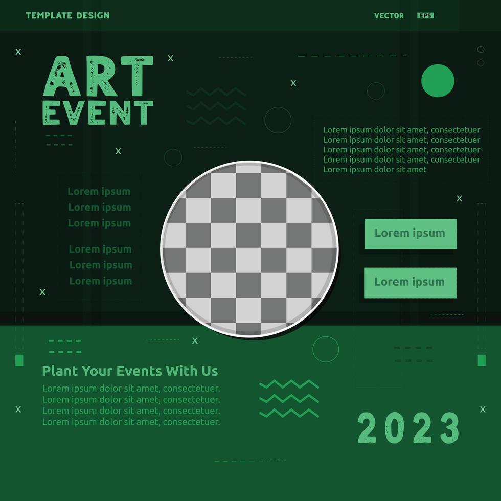 Art event social media post template design. Great for promoting and announcing your best events vector