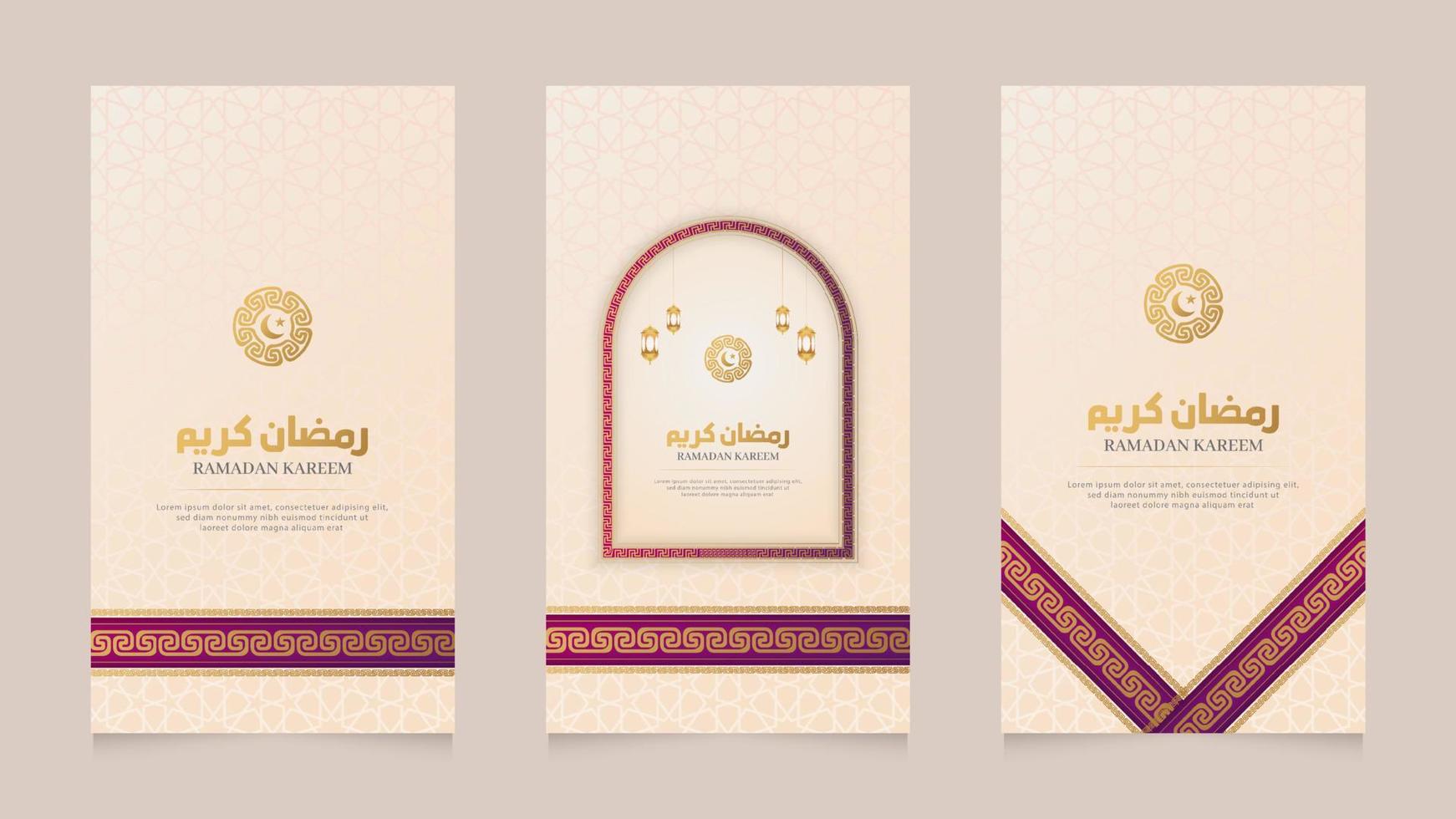 plantilla de colección de historias de redes sociales realistas islámicas blancas de ramadan kareem vector