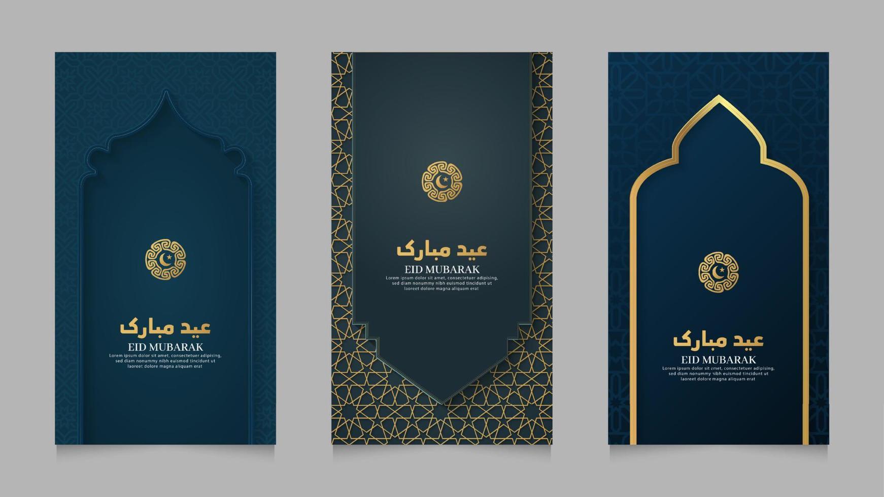 Eid Mubarak Islamic Realistic Social Media Stories Collection Template vector