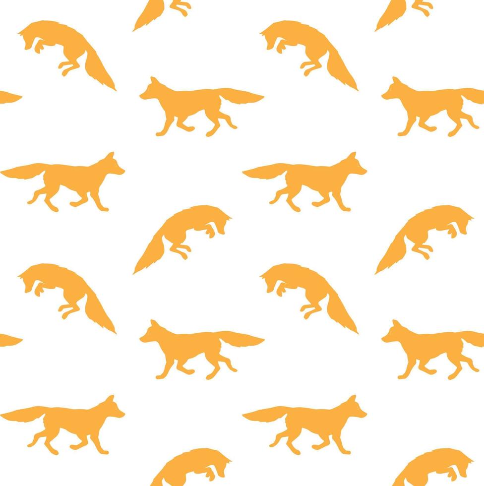 Vector seamless pattern of doodle fox silhouette