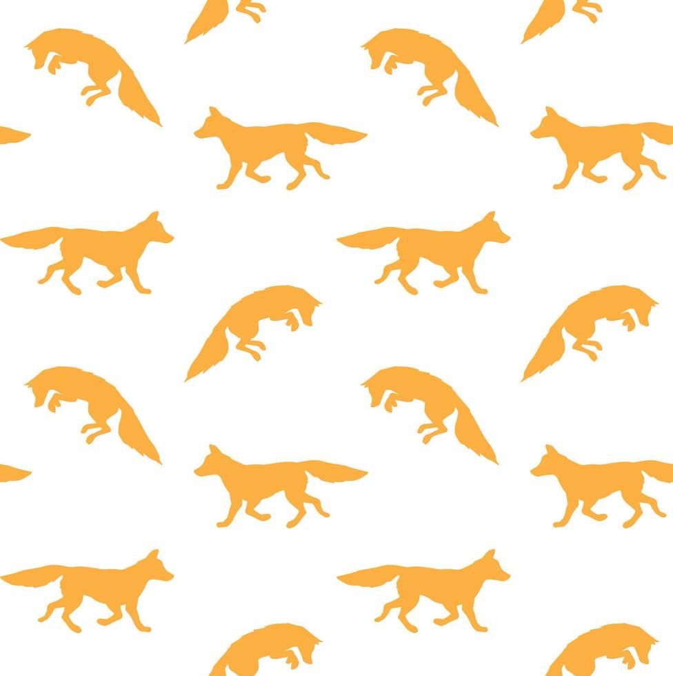 Vector seamless pattern of doodle fox silhouette