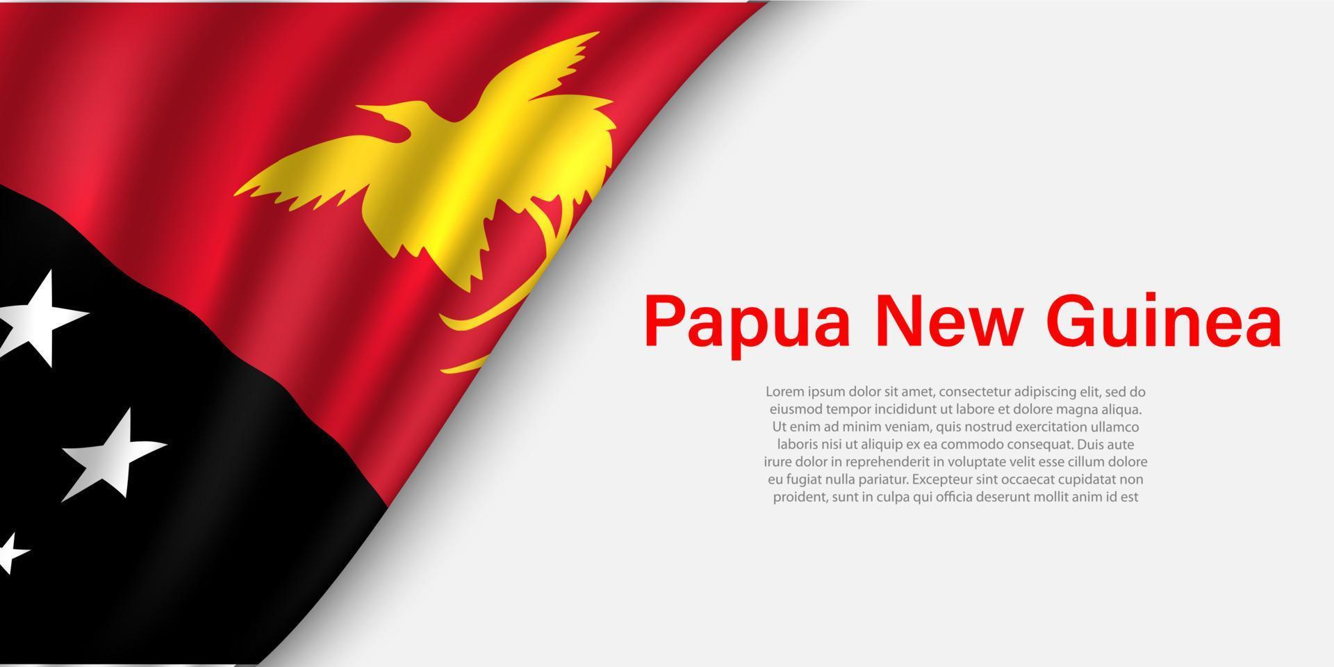 Wave flag of Papua New Guinea on white background. vector