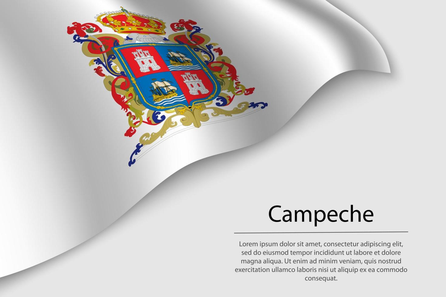 Wave flag of Campeche is a region of Mexico vector