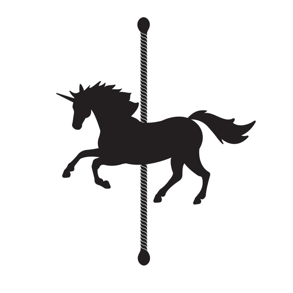 Vector black unicorn carousel silhouette