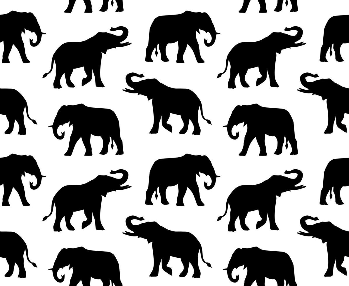 Vector seamless pattern of elephant silhouette