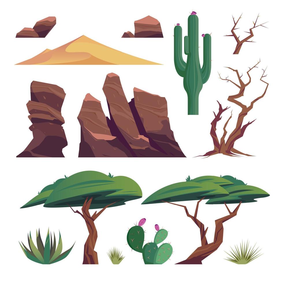 arenoso Desierto icono conjunto vector