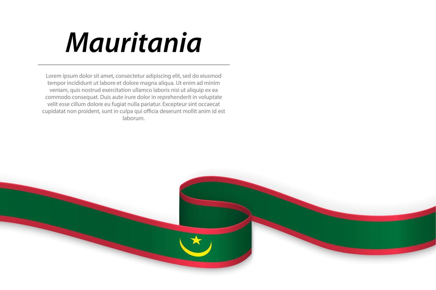 Waving ribbon or banner with flag of Mauritania vector