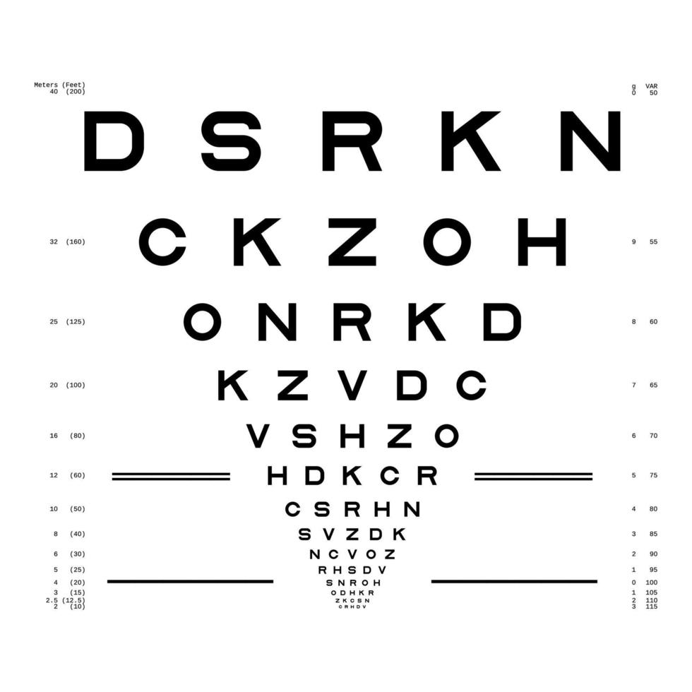 Eye Chart Test. Assessment of visual acuity. template for your design vector