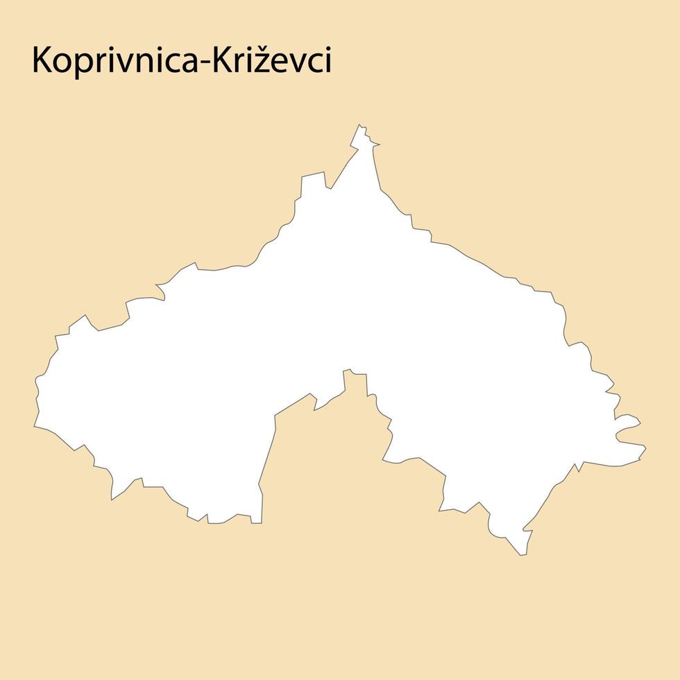 alto calidad mapa de koprivnica-krizevci es un región de Croacia vector