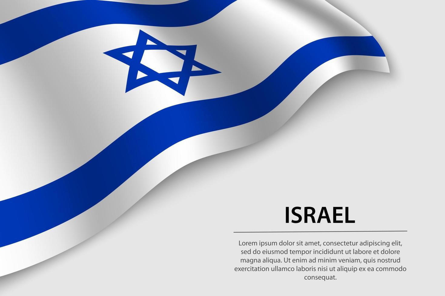 Wave flag of Israel on white background. Banner or ribbon vector