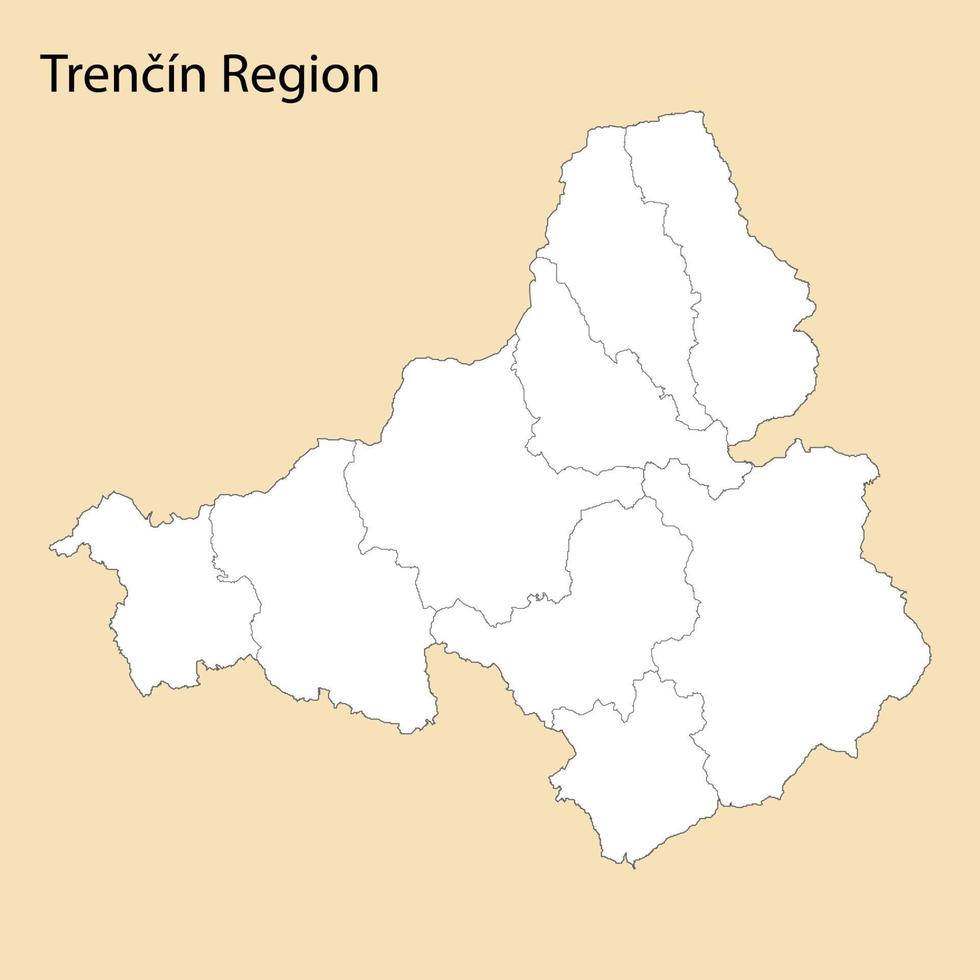 High Quality map of Trencin Region is a province of Slovakia vector