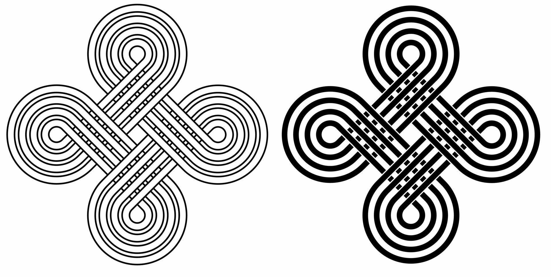 outline silhouette Celtic Knot cross Symbol set isolated on white background vector