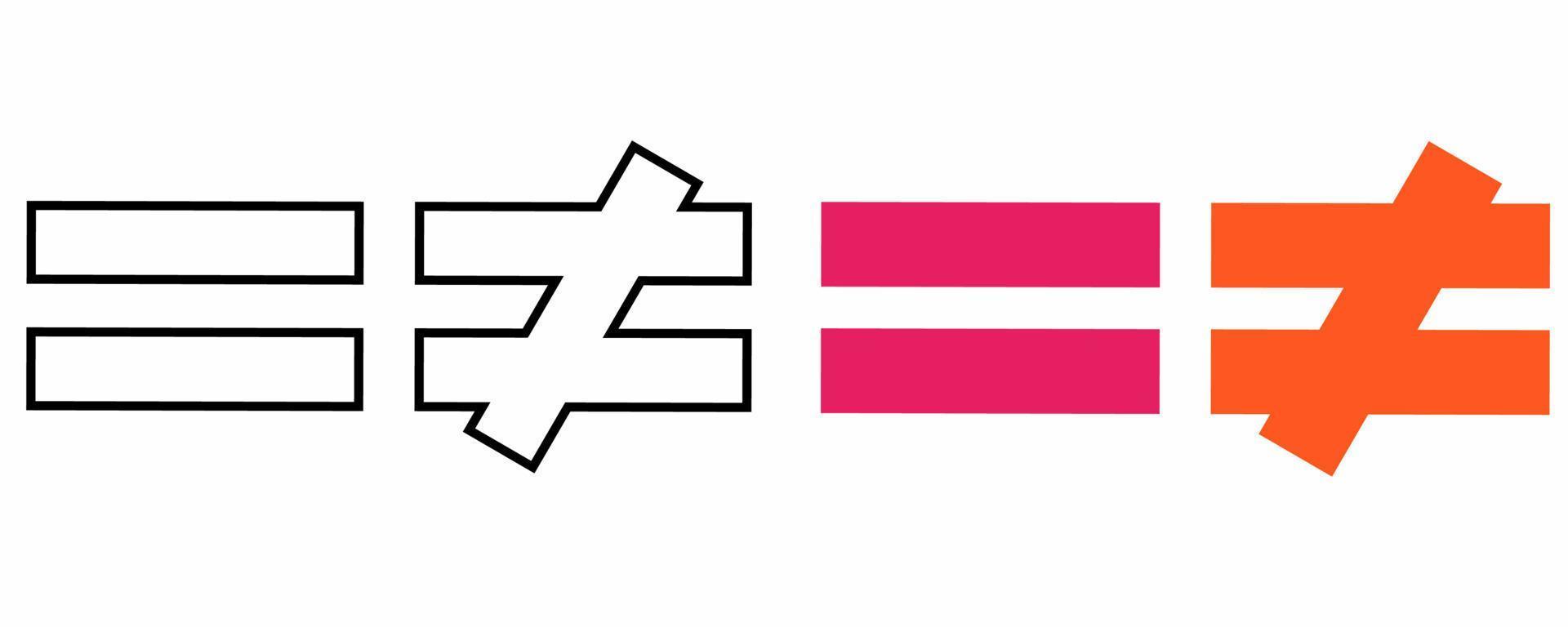 igual y no igual matemáticas firmar conjunto aislado en blanco antecedentes vector