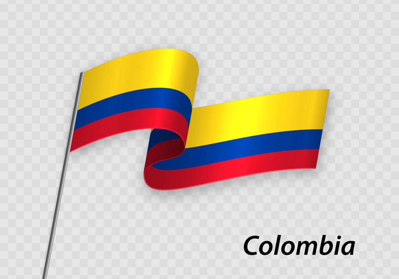 ondulación bandera de Colombia en asta de bandera. modelo para independencia día vector