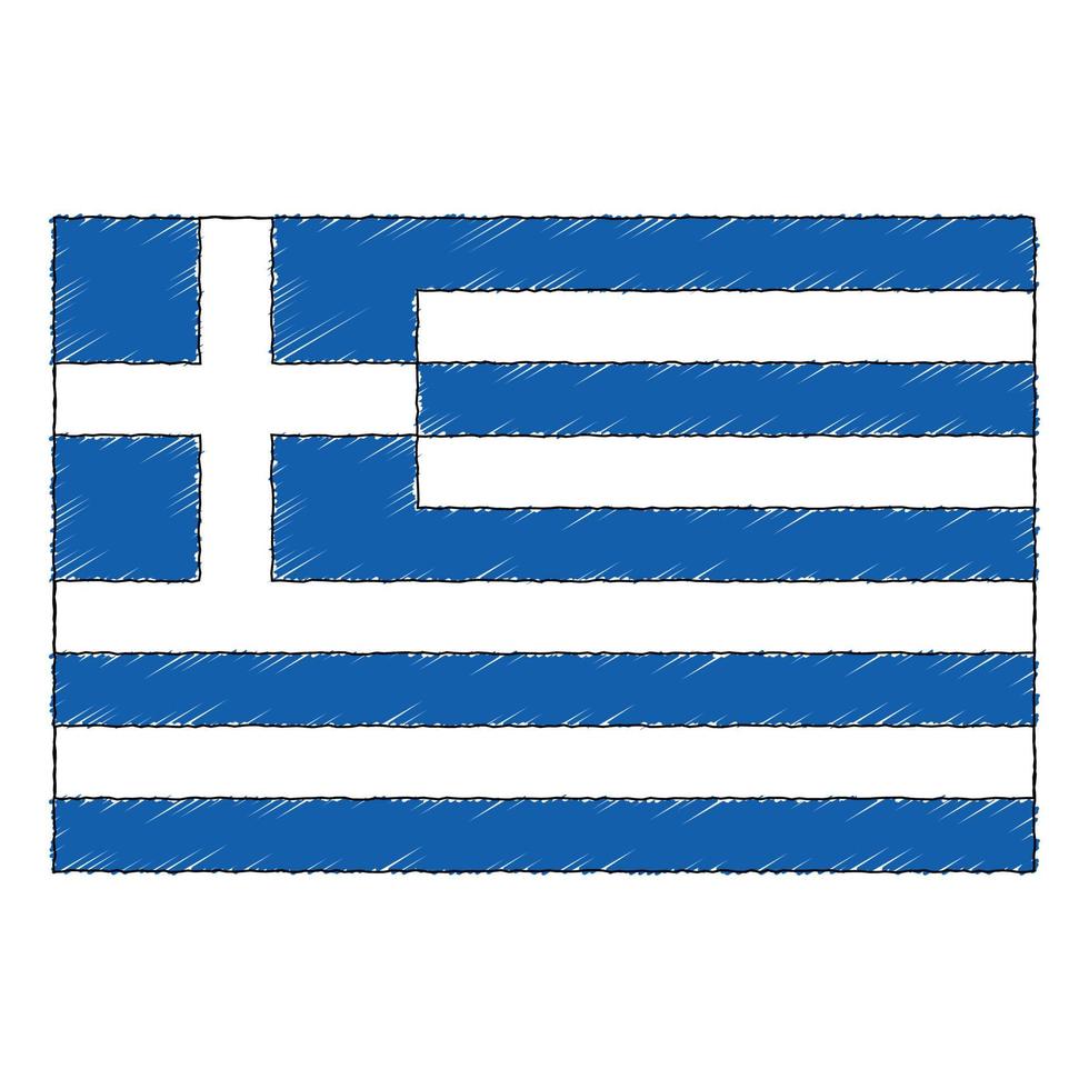 Hand drawn sketch flag of Greece. doodle style icon vector