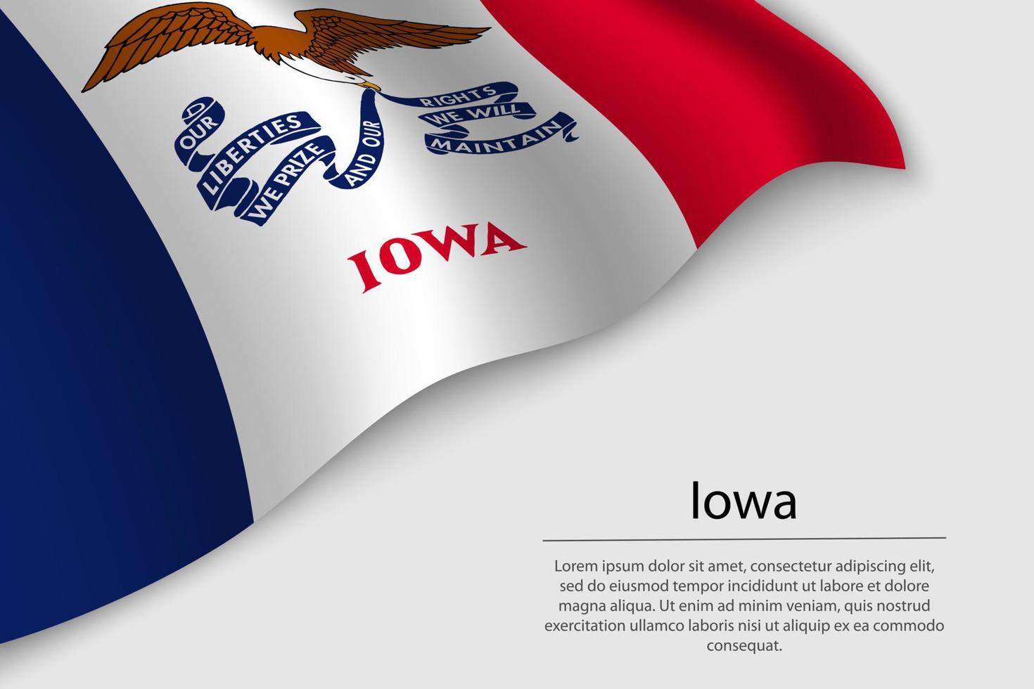 Wave flag of Iowa is a state of United States. vector