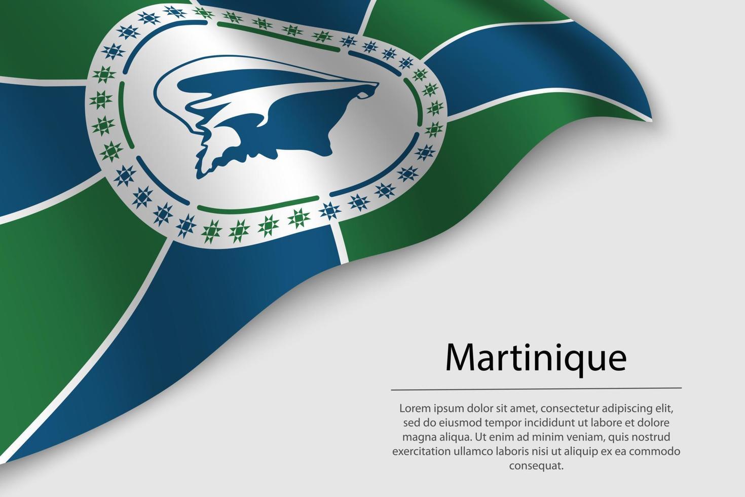 Wave flag of Martinique is a region of France. Banner or ribbon vector