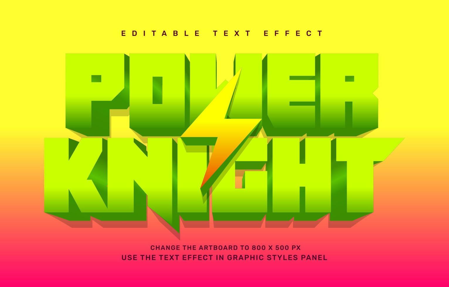 Power knight editable text effect template vector