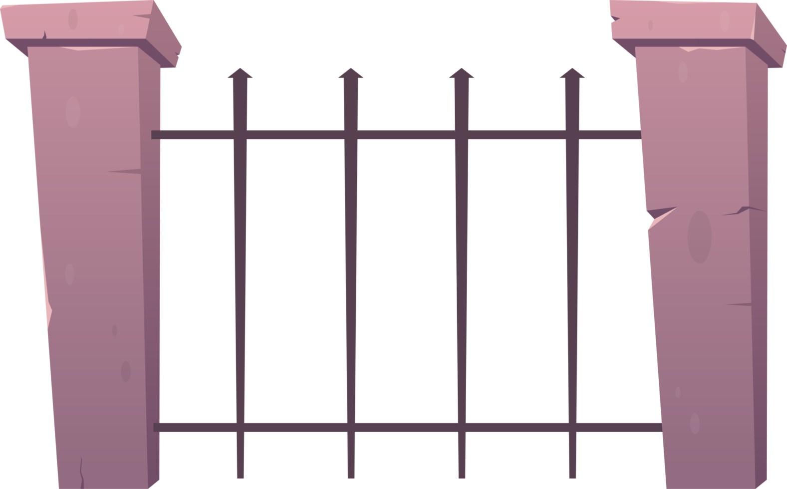 Entry fence made from steel and concrete in cartoon style png