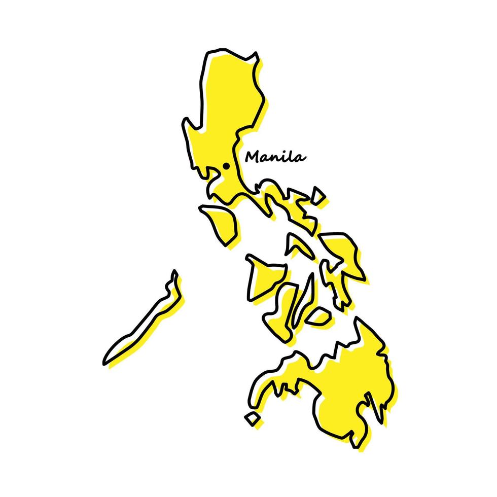 Simple outline map of Philippines with capital location vector