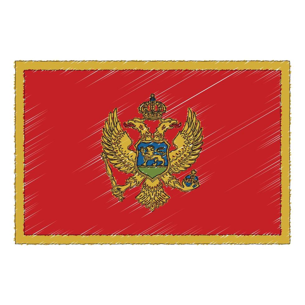 Hand drawn sketch flag of Montenegro. doodle style icon vector