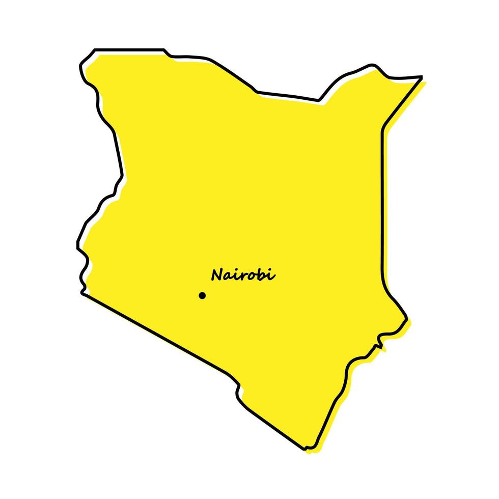 Simple outline map of Kenya with capital location vector