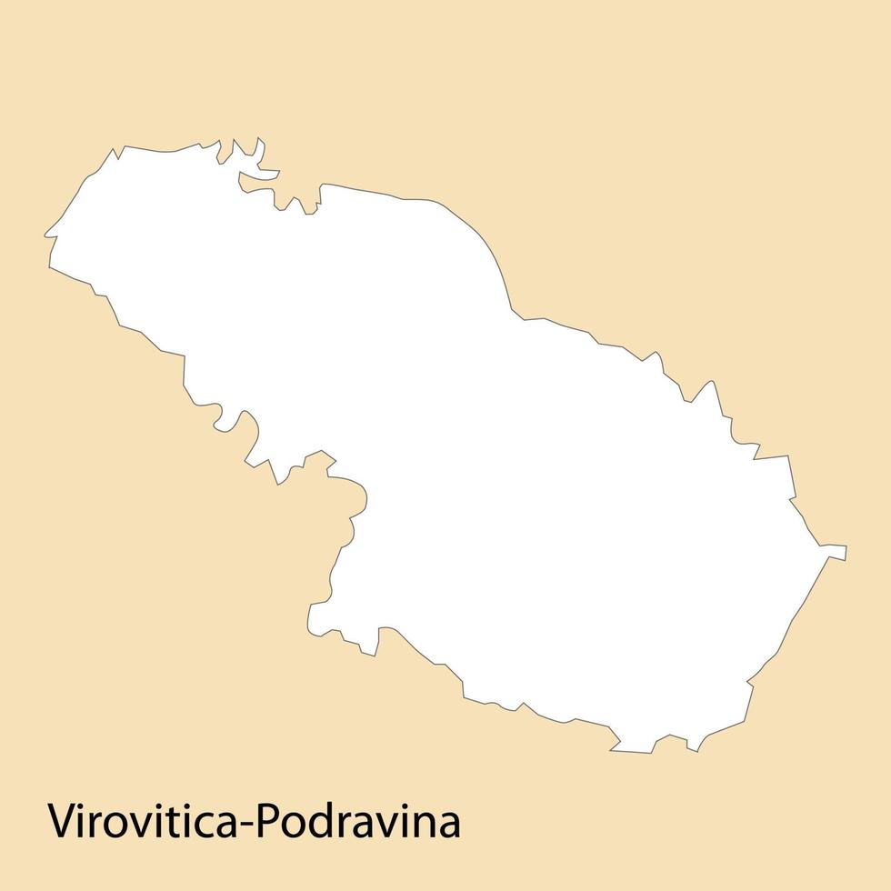 High Quality map of Virovitica-Podravina is a region of Croatia vector