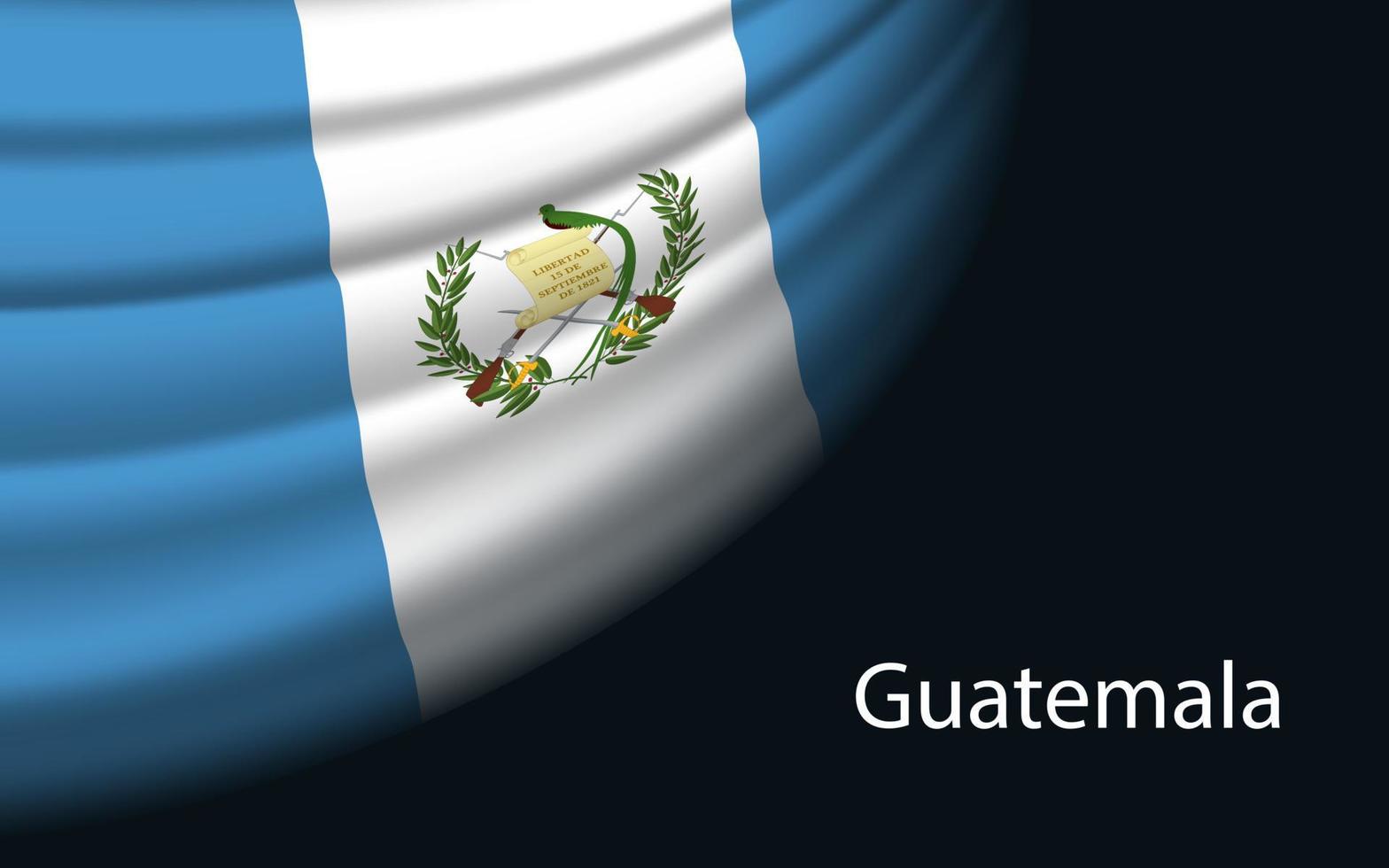 Wave flag of Guatemala on dark background. vector