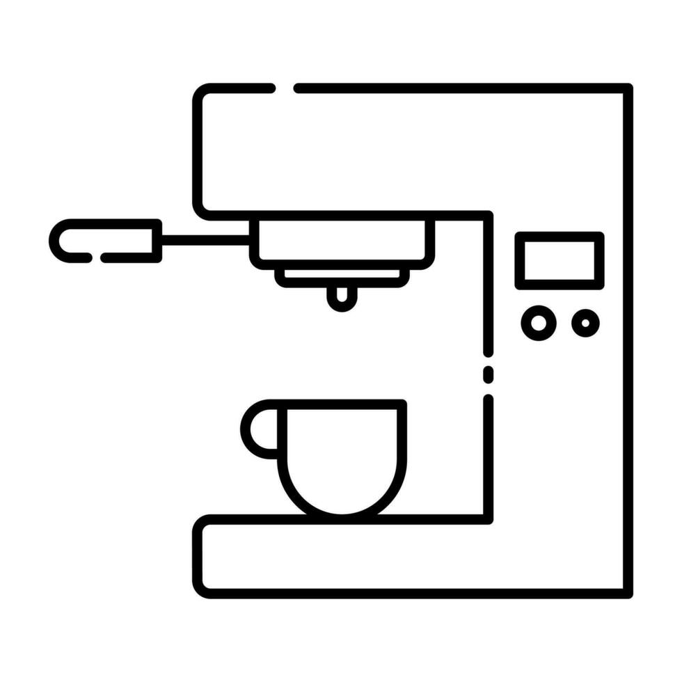 Coffee machine linear icon. vector