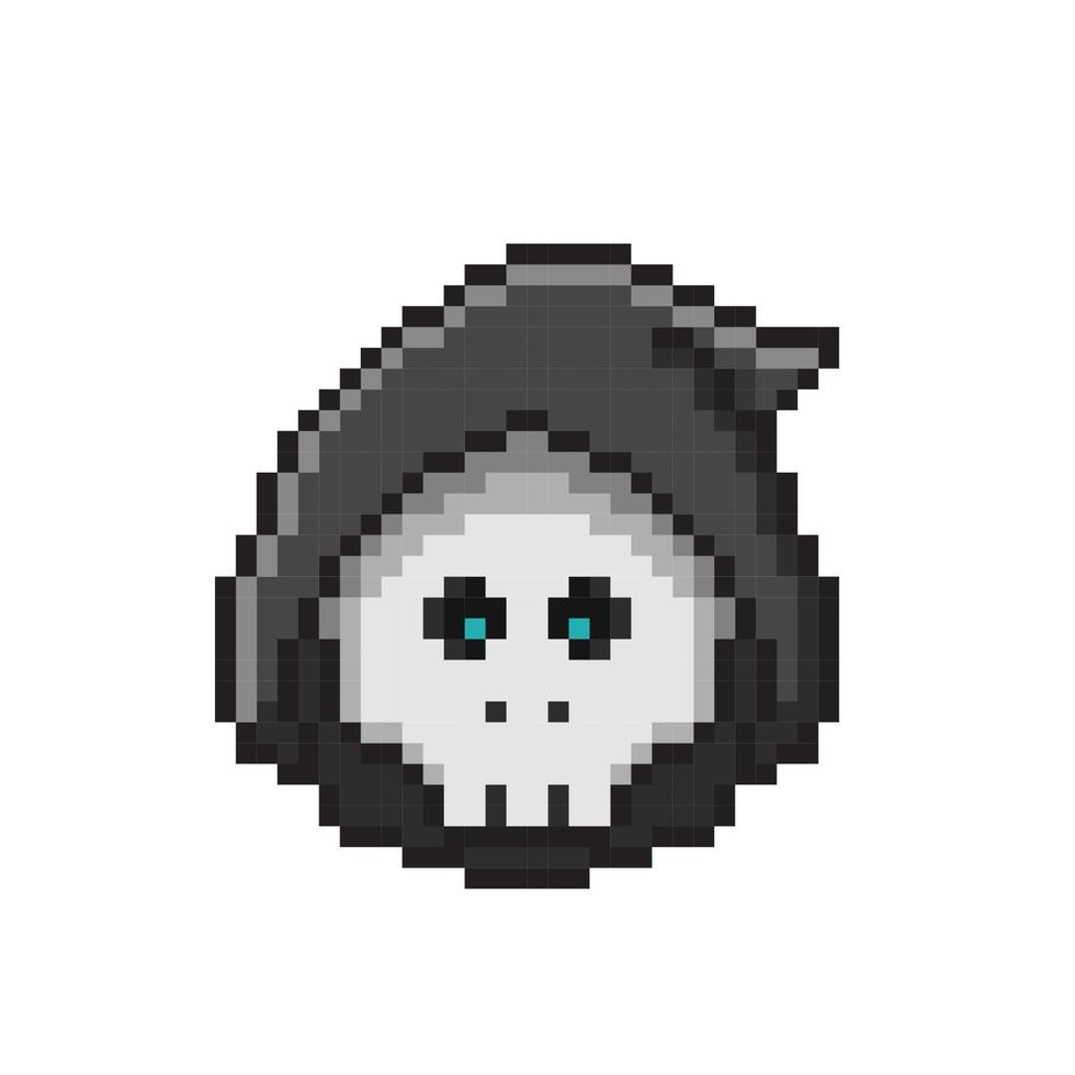 skull head in pixel art style vector