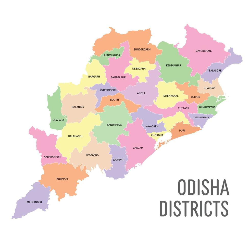 odisha distrito mapa vector ilustración