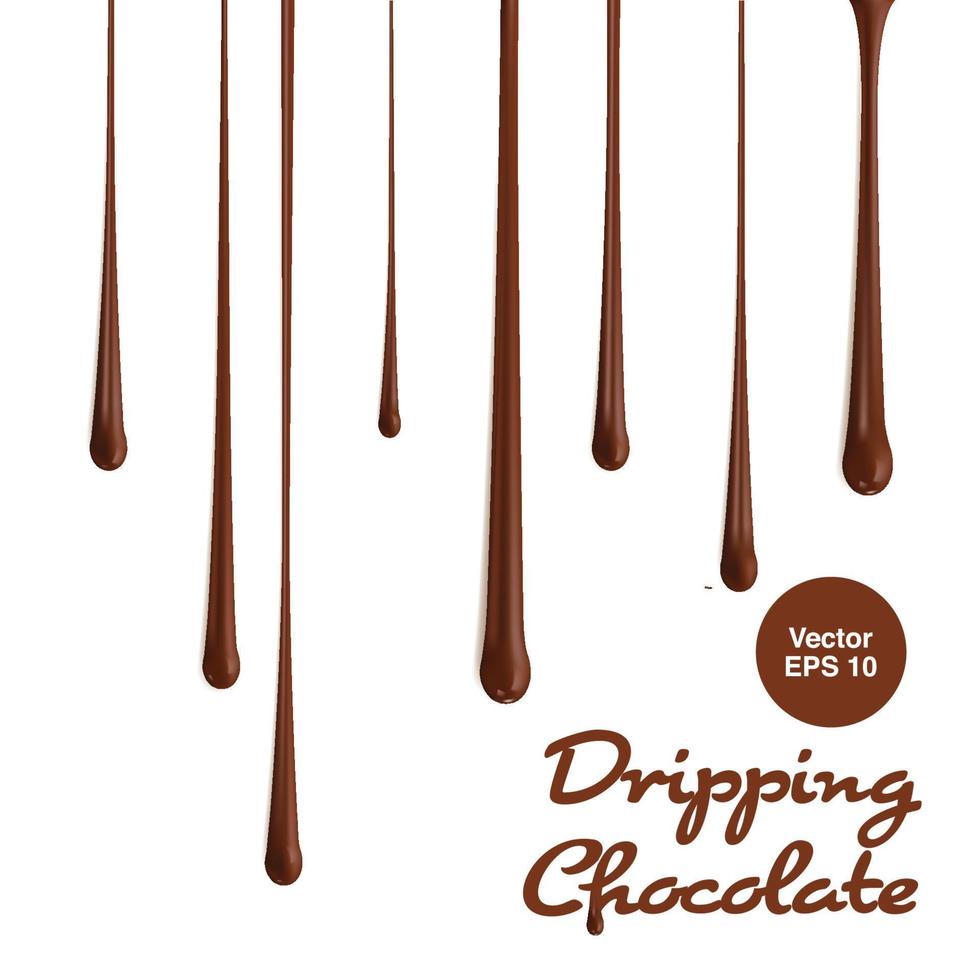 Melted chocolate dripping - vector illustration