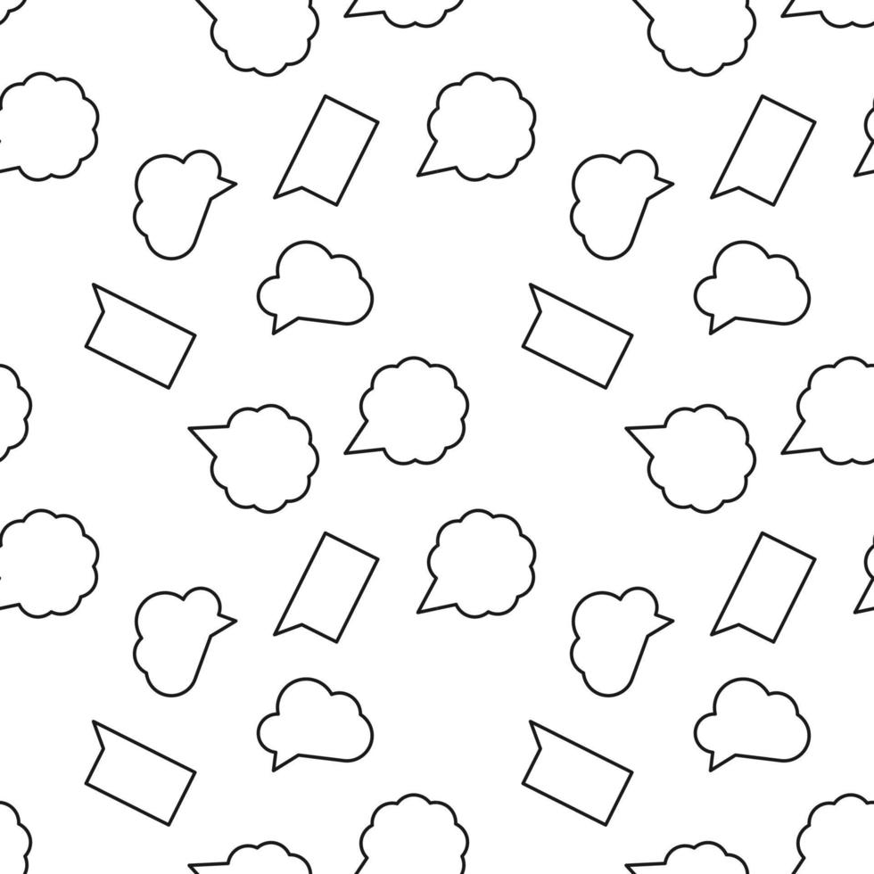 Monochrome vector seamless pattern of speech bubble in forms of cloud and rectangle for web sites and polygraphy