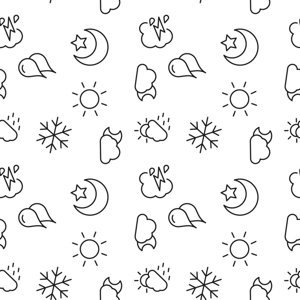 Seamless monochrome repeating pattern of sun, snow, drop, star vector