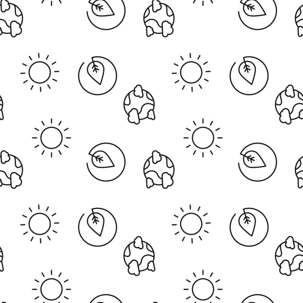 Seamless pattern of sun, leaf, planet. Perfect for wallpapers, covers, backgrounds, fabric, textile vector