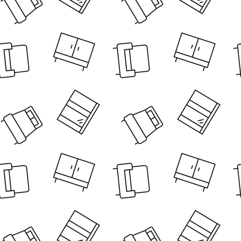Vector repeating seamless pattern of chair, closet, window for wallpapers, wrappers, postcards, backgrounds