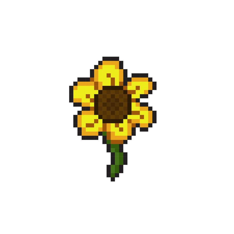 mini sunflower in pixel art style vector