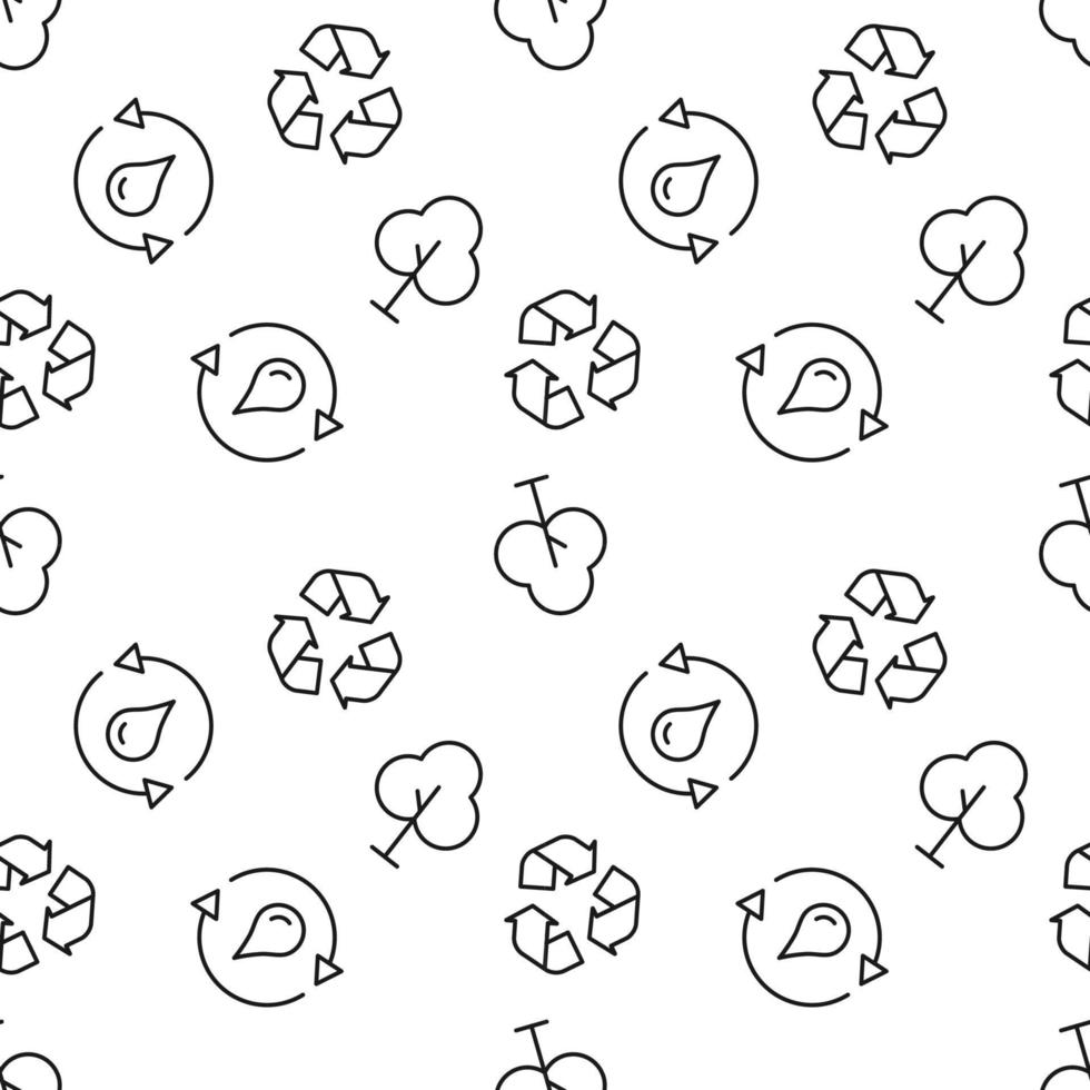 Seamless pattern of water, tree, recycle. Perfect for wallpapers, covers, backgrounds, fabric, textile vector