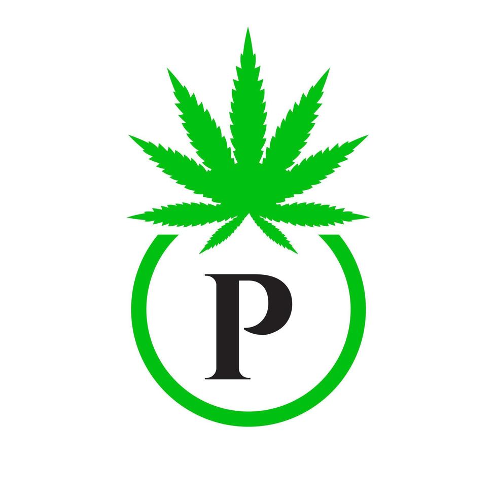 canabis logo firmar concepto pags alfabeto símbolo para terapia, médico y salud cuidado y marijuana logo. vector