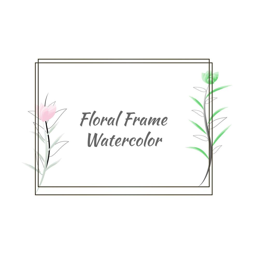 Floral frame with hand drawn watercolor flowers. Vector illustration.