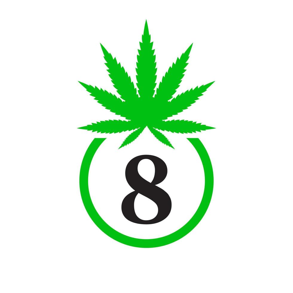 canabis logo firmar concepto 8 alfabeto símbolo para terapia, médico y salud cuidado y marijuana logo vector