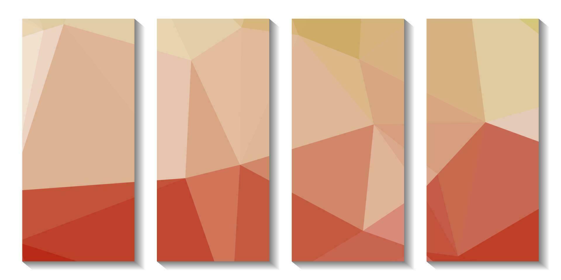 A set of brochures with red background with a triangle design. vector