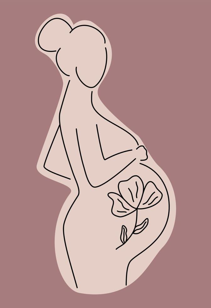 pregnant woman abstract line art style design conceptual beauty vector illustration