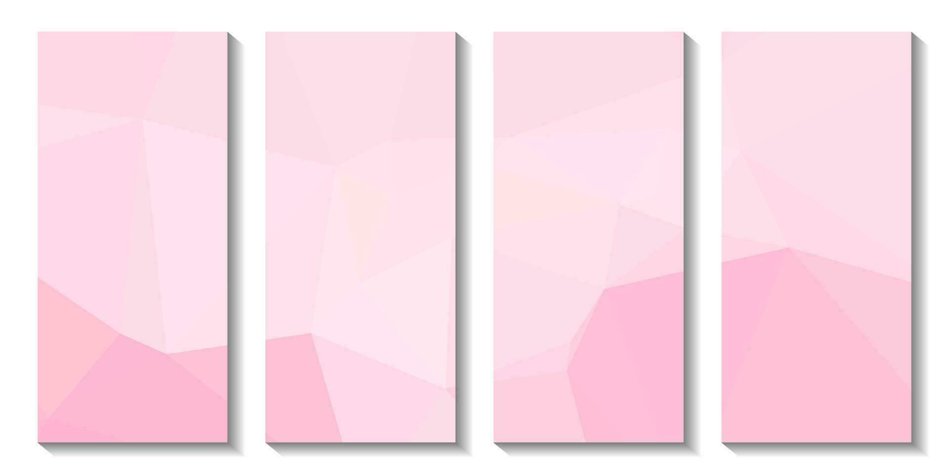 un conjunto de folletos con rosado antecedentes con un triángulo diseño. vector