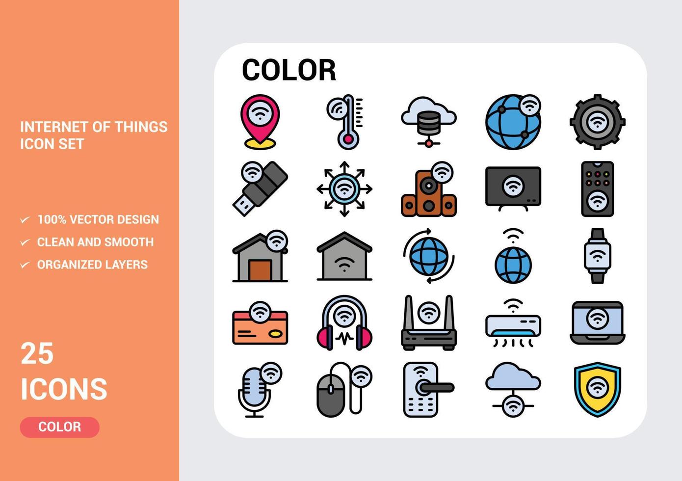 Internet de cosas icono paquete vector